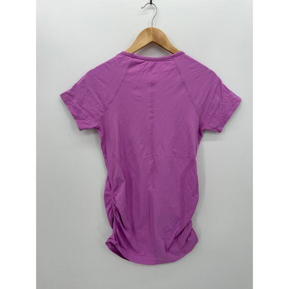 Athleta Womens Purple Speedlight Seamless Tee Size L Workout Gym Cinched T-Shirt - Picture 2 of 7